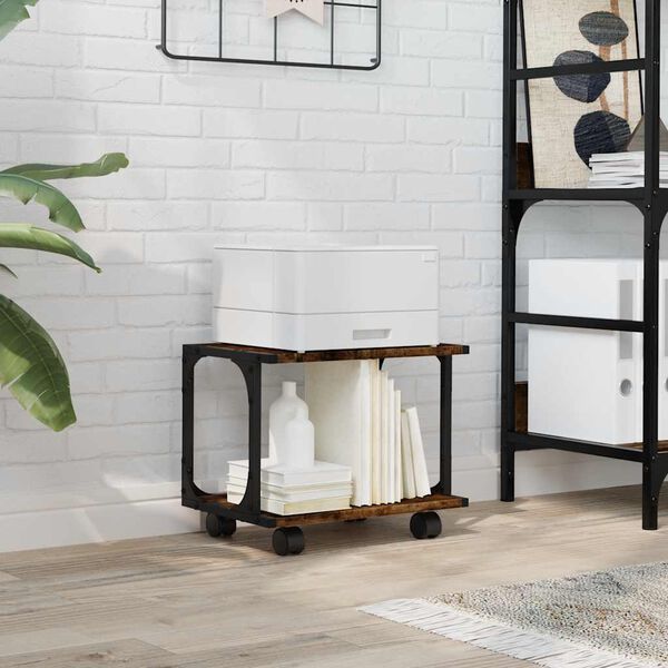 vidaXL Suporte impressora 2 prateleiras deriv. madeira carvalho fumado