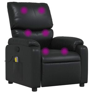 vidaXL Poltrona de massagens reclin&aacute;vel couro artificial preto