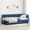 vidaXL Estrutura de Cama de Canto com colch&atilde;o Azul 90 x 200 cm tecido