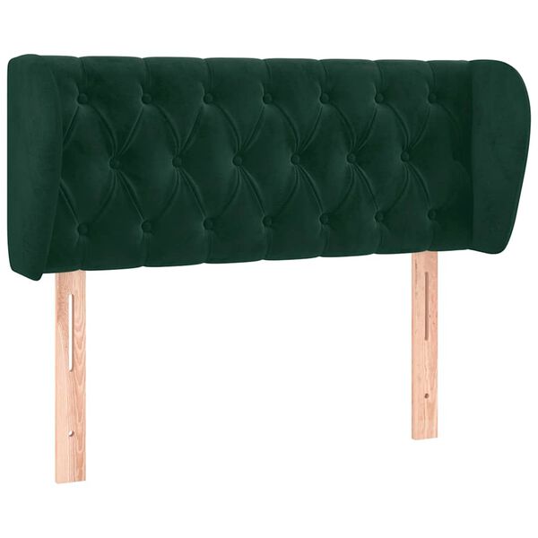 vidaXL Cabeceira de cama c/ abas veludo 103x23x78/88cm verde-escuro