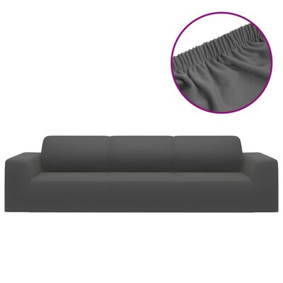 vidaXL Capa de sofá elástica 4 lugares jersey de poliéster antracite
