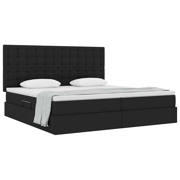 vidaXL Cama com arruma&ccedil;&atilde;o e colch&atilde;o Preto 200 x 200 cm Poli&eacute;ster
