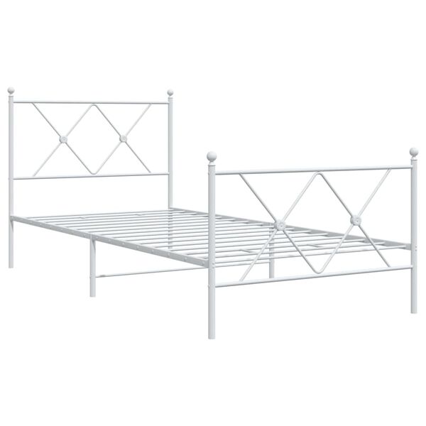 vidaXL Estrutura de cama com cabeceira e pés 90x200 cm metal branco