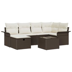 vidaXL Conjunto de Sof&aacute; de Jardim com almofada 7 pcs Rattan Sint&eacute;tico