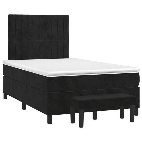 vidaXL Cama boxspring com colch&atilde;o 120x190 cm veludo preto