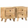 vidaXL Mesas de cabeceira 2 pcs 40x32x46 cm mangueira &aacute;spera maci&ccedil;a