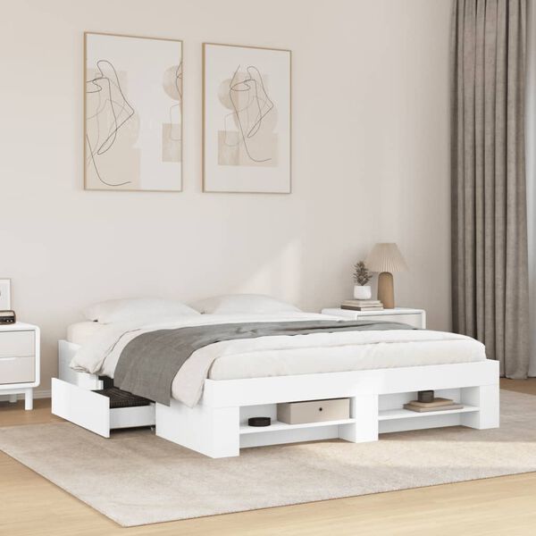 vidaXL Estrutura de cama 150x200 cm derivados de madeira branco