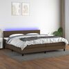 vidaXL Cama box spring c/ colch&atilde;o/LED 200x200cm tecido castanho-escuro