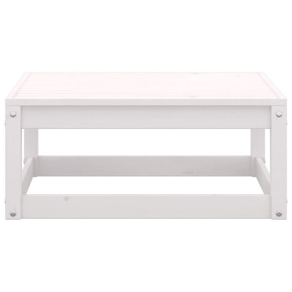 vidaXL Apoio de pés p/ jardim c/ almofadões 2 pcs pinho maciço branco