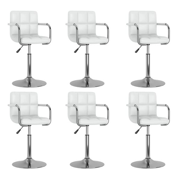 vidaXL Cadeiras de jantar girat&oacute;rias 6 pcs couro artificial branco