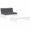 vidaXL 2pcs conjunto lounge jardim c/ almofadões madeira maciça branco