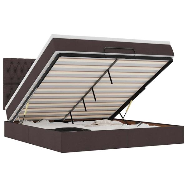 vidaXL Estrutura de cama otomana com colch&atilde;o 180x200cm castanho escuro