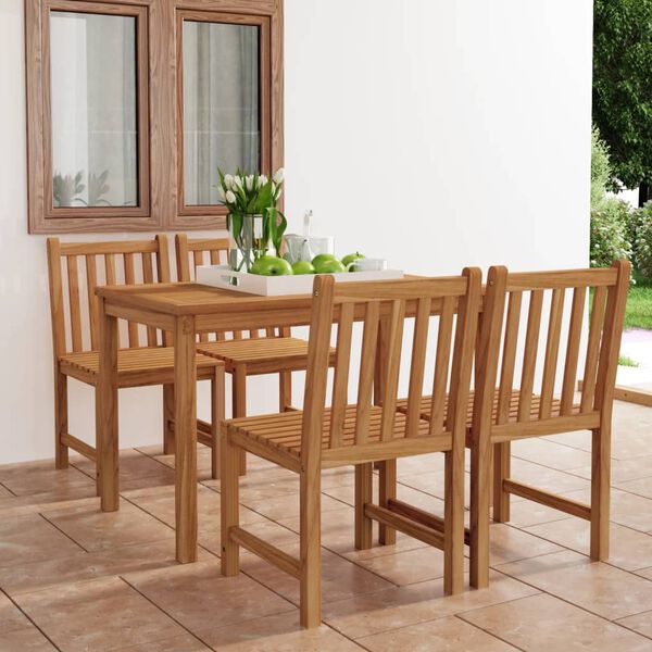 vidaXL Conjunto de jantar de jardim de 5 pe&ccedil;as 120x70 cm madeira de teca maci&ccedil;a