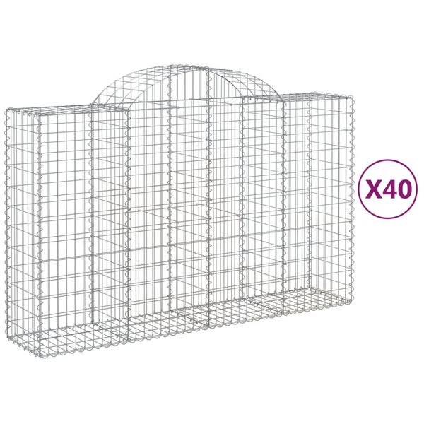 vidaXL Cestos gabião arqueados 40 pcs 200x50x120/140 ferro galvanizado