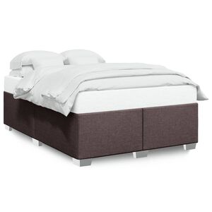vidaXL Estrutura de cama sem colch&atilde;o 160x200 cm tecido castanho-escuro