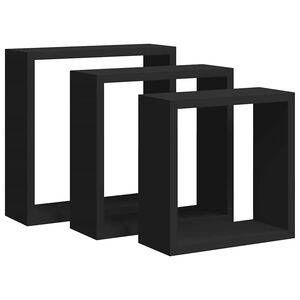 vidaXL Prateleiras de parede em forma de cubo 3 pcs MDF preto