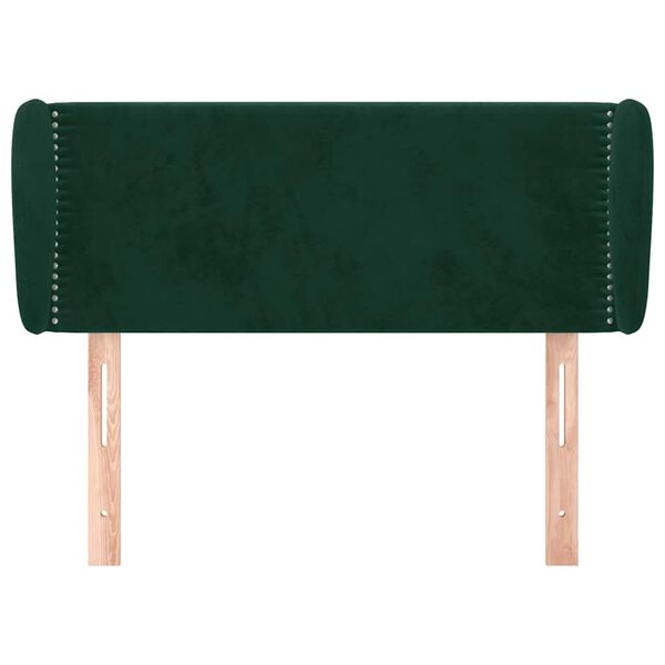 vidaXL Cabeceira de cama c/ abas veludo 93x23x78/88 cm verde-escuro