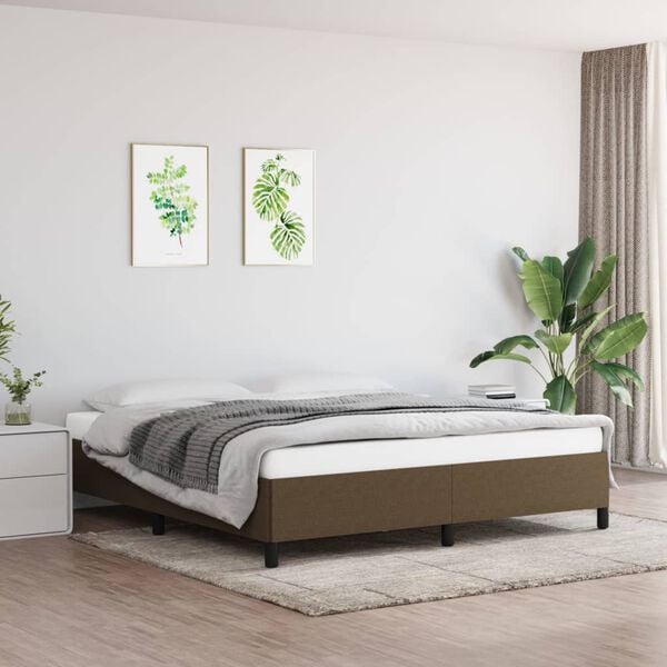 vidaXL Estrutura de cama sem colch&atilde;o 180x200 cm tecido castanho-escuro