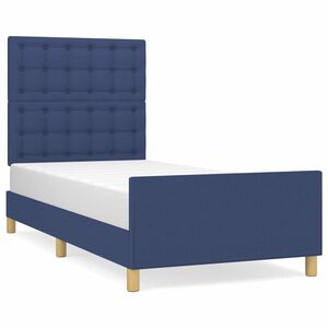 vidaXL Estrutura de cama c/ cabeceira tecido 80x200 cm azul