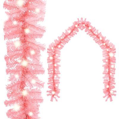 vidaXL Grinalda de Natal com luzes LED 10 m cor-de-rosa