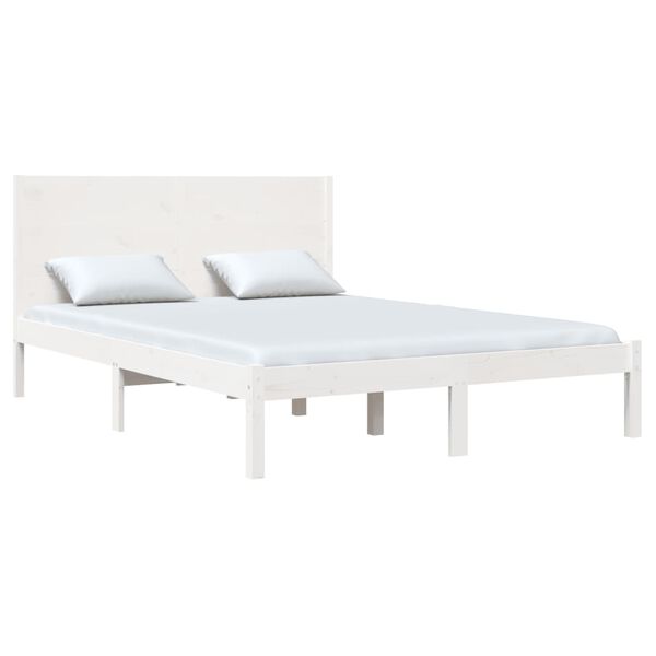 vidaXL Cama sem colch&atilde;o 140x190 cm madeira de pinho maci&ccedil;a branco