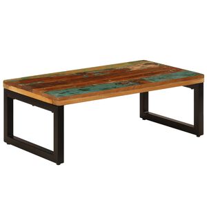 vidaXL Mesa de centro 100x50x35 cm madeira recuperada maci&ccedil;a e a&ccedil;o
