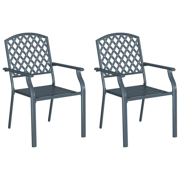 vidaXL Cadeira de Jardim 2 pcs Antracite 56 x 65 x 89 cm A&ccedil;o