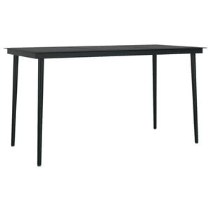 vidaXL Mesa de jantar para jardim 140x70x74 cm a&ccedil;o e vidro preto