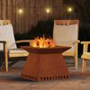 vidaXL Fire Pit Castanho 60 x 60 x 50 cm A&ccedil;o resistente &agrave;s intemp&eacute;ries