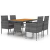 vidaXL 5 pcs conjunto de jantar para exterior vime PE cinzento