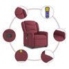 vidaXL Poltrona de massagens reclin. elevat&oacute;ria tecido vermelho tinto