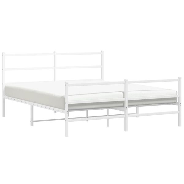 vidaXL Estrutura de cama com cabeceira e pés 150x200 cm metal branco