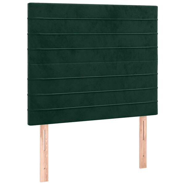 vidaXL Cabeceira de cama c/ LED veludo 80x5x118/128 cm verde-escuro