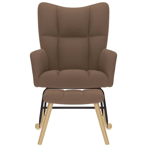 vidaXL Cadeira de baloi&ccedil;o com apoio de p&eacute;s tecido castanho