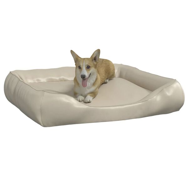 vidaXL Cama para c&atilde;es 120x100x27 cm couro artificial bege