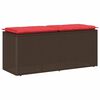 vidaXL Banco de jardim com almofad&atilde;o 110x40x44 cm vime PE castanha