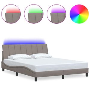 vidaXL Estrutura de cama sem colchão Hanko 160x200 cm tecido castanho-acinzentado