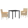 vidaXL Conjunto de Jantar para Jardim 3 unid. Bege vime PE