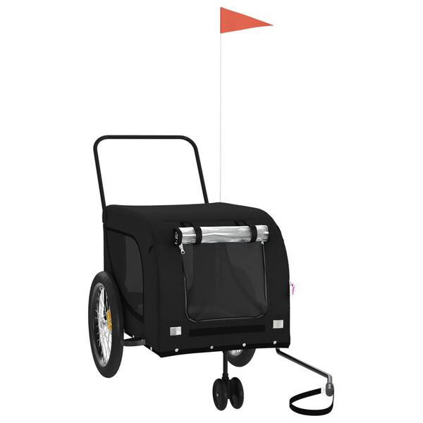 vidaXL Reboque bicicleta p/ animais tecido oxford/ferro preto
