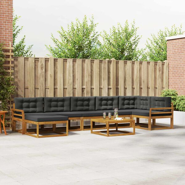 vidaXL Conjunto de Sof&aacute;s para Exterior 8 pcs Natural e Antracite