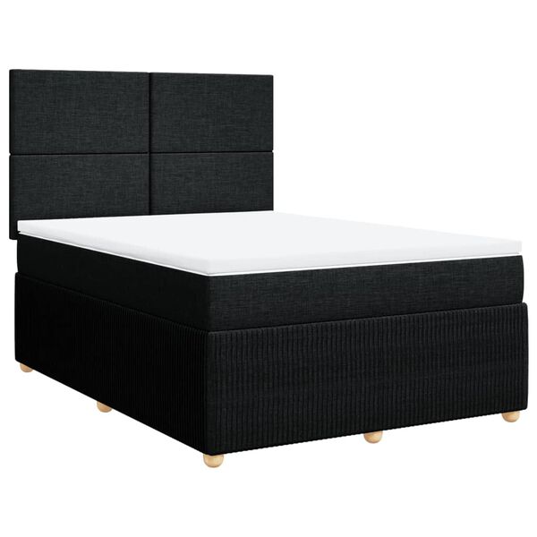 vidaXL Cama com molas/colch&atilde;o 140x190 cm tecido preto