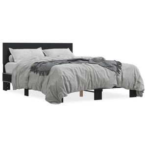 vidaXL Estrutura de cama 140x190 cm derivados de madeira/metal preto