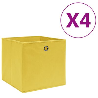 vidaXL Caixas arrumação 4 pcs 28x28x28 cm tecido-não-tecido amarelo