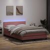 vidaXL Cama box spring c/ colch&atilde;o e LED 140x220 cm veludo rosa