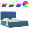 vidaXL Cama com luzes de tira LED Azul Escuro 180 x 200 cm Veludo