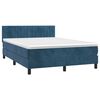 vidaXL Cama box spring c/ colch&atilde;o/LED 140x200 cm veludo azul-escuro