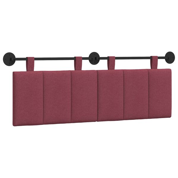 vidaXL Cabeceira Suspensa Riscas Vinho Vermelho 150 x 55 x 5 cm tecido