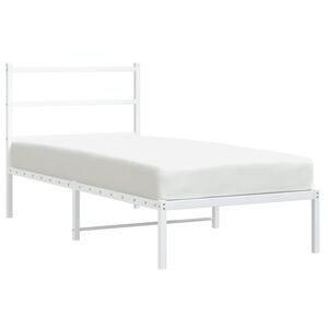 vidaXL Estrutura de cama com cabeceira 90x190 cm metal branco