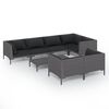 vidaXL 8 pcs conj. lounge jardim c/ almofad&otilde;es vime PE cinzento-escuro