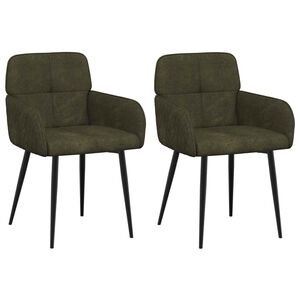 vidaXL Cadeiras de Jantar 2 unid. Couro Suede Sint&eacute;tico Verde Ex&eacute;rcito